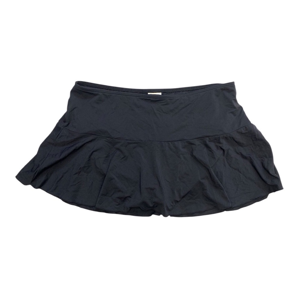 Lands’ End Womens Pleated Mini Swim Skirt Skort Bottoms Black Lined